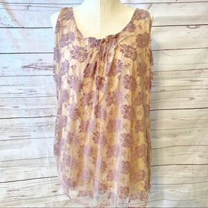 CAbi lavender Lace overlay Cami Top